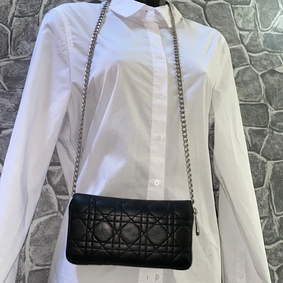 Authentic Christian Dior Cannage Leather Zippy Long Wallet - Picture 3 of 17